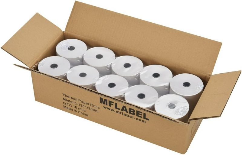 Photo 1 of MFLABEL 10 Rolls Thermal Receipt Paper Rolls 3-1/8 x 230ft
