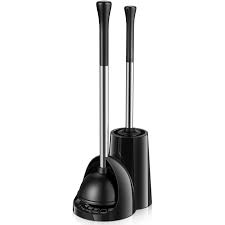 Photo 1 of HOMEMAXS Simple 2 in 1 Toilet Plunger and Brush Ergonomic Toilet Plunger Set Freestanding Toilet Cleaning Tools for Home Bathroom Cleaning (Black)
