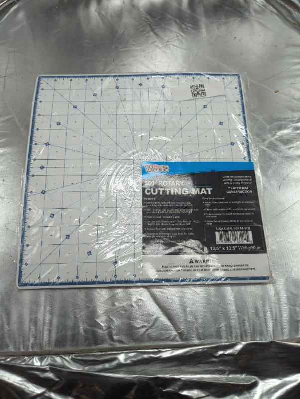 Photo 2 of U.S. Art Supply 13.5" x 13.5" Rotary WHITE/BLUE High Contrast Professional Self Healing 7-Layer Durable Non-Slip Cutting Mat Great for Scrapbooking, Quilting, Sewing and all Arts & Crafts Projects