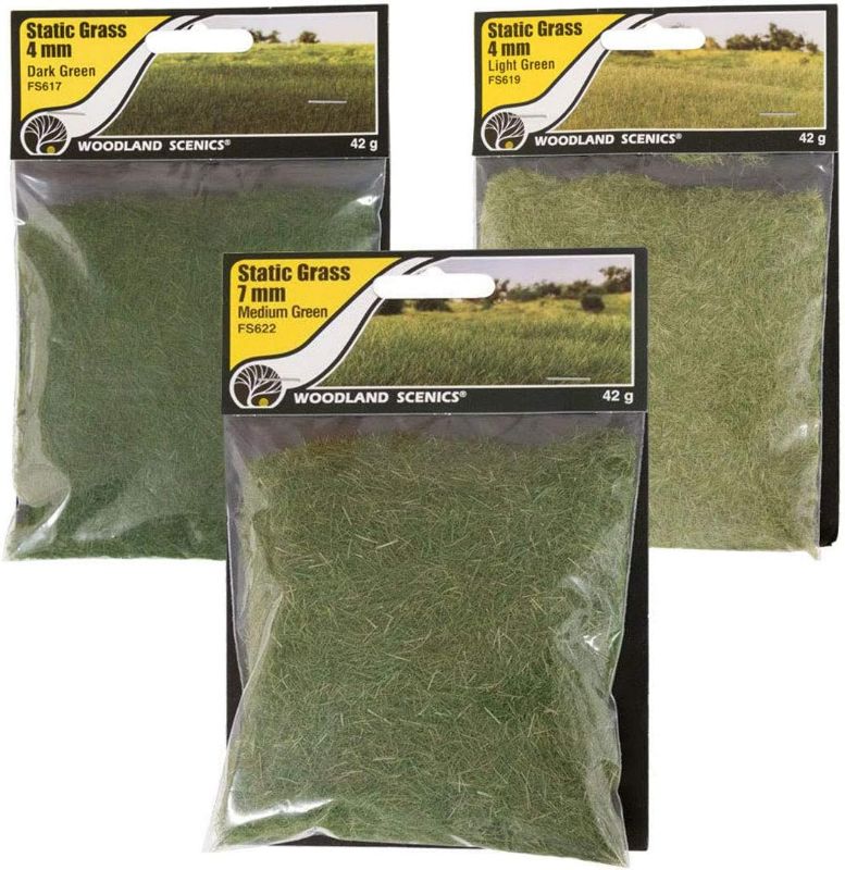 Photo 1 of JCLSL Woodland Scenics HO Static Grass Variety Pack of 3 (FS617, FS622, and FS619)
