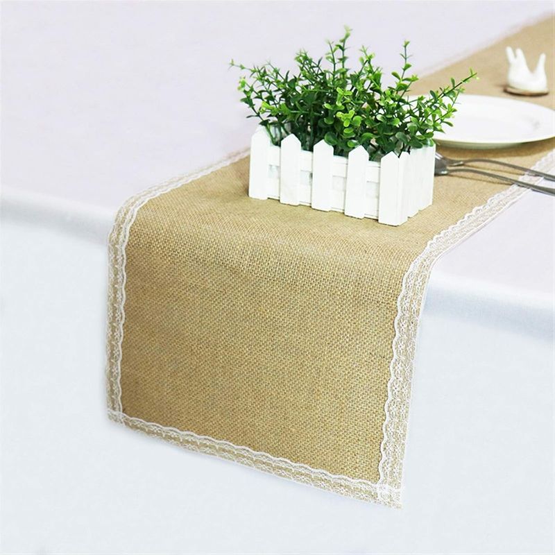 Photo 1 of Table Runners - Wedding Party Table Runner Burlap Natural Jute Linen Table Decoration Accessories Home Table Cloth Table Decor (Color : A, Size : 30x210cm)
