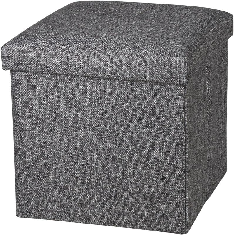 Photo 1 of NISUNS OT01 Linen Folding Storage Ottoman Cube Footrest Seat, 12 X 12 X 12 Inches (Linen Gray)
