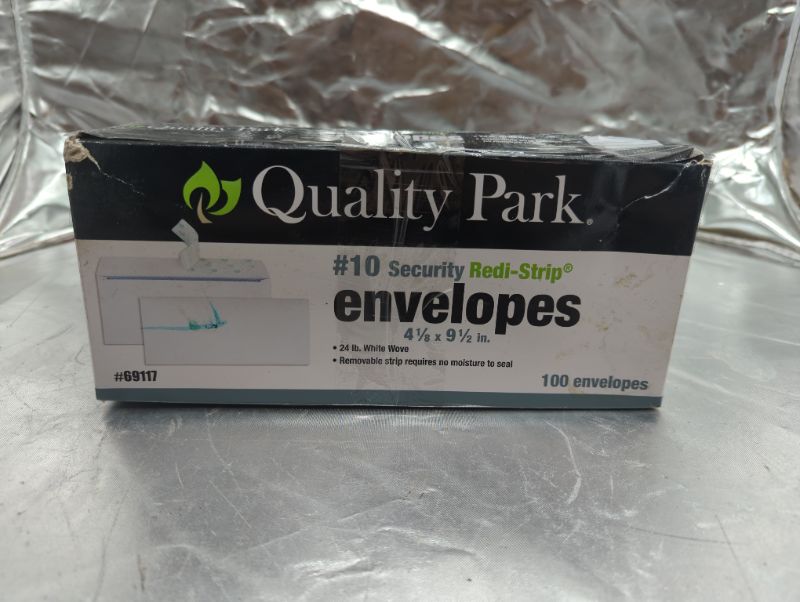 Photo 2 of Quality Park #10 Self-Seal Security Envelopes, Security Tint and Pattern, Redi-Strip Closure, 24-lb White Wove, 4-1/8" x 9-1/2", 100/Box (QUA69117)