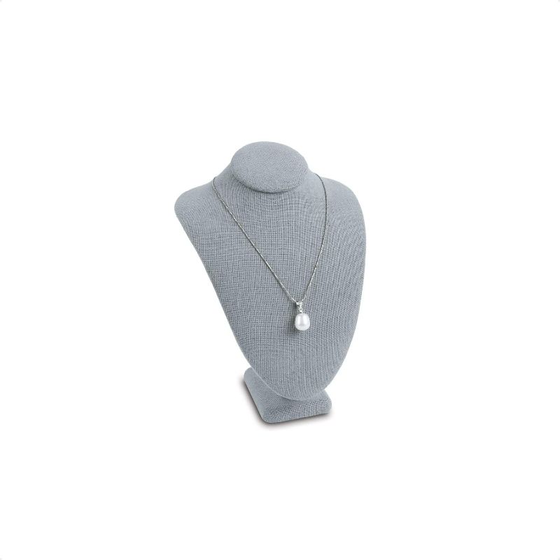 Photo 1 of Mooca Small Linen Covered Wood Jewelry Display Necklace Chain Jewelry Bust Display Holder Stand, Necklaces Display Necklace Mannequin, Necklace Bust Jewelry Bust, 7" Height, Dim Gray Linen - 2 Pack
