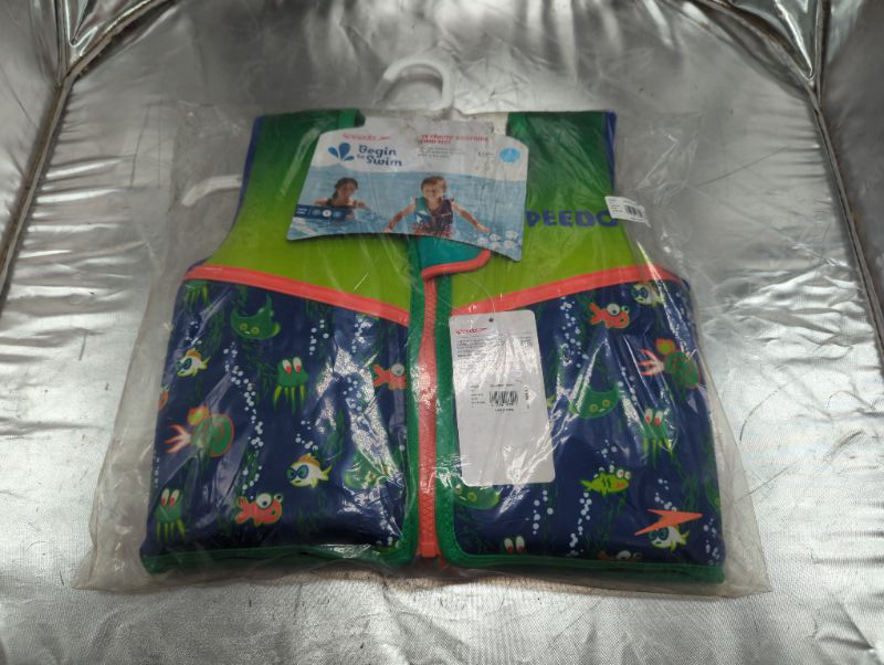 Photo 2 of Speedo Unisex-Child Swim Flotation Classic Life Vest Begin to Swim UPF 50 - Large - Sapphire Blue Printed
