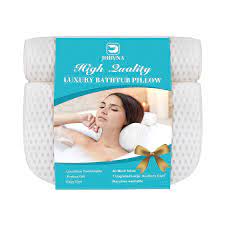 Photo 1 of JOBYNA Bath Pillow, 4D Breathable Mesh Bathtub Pillow, Luxury Spa Bathroom Pillow with 7 Powerful Suction Cups, Suitable for Head, Neck, Shoulder and Back Support, Soft and Comfortable White(4d Air Mesh Fabric)
