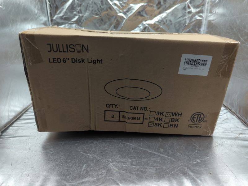 Photo 2 of JULLISON 8 Packs 6 Inch LED Low Profile Recessed & Surface Mount Disk Light, Round, 15W, 900 Lumens, 5000K Daylight White, CRI80, Driverless Design, Dimmable, ETL Listed, White