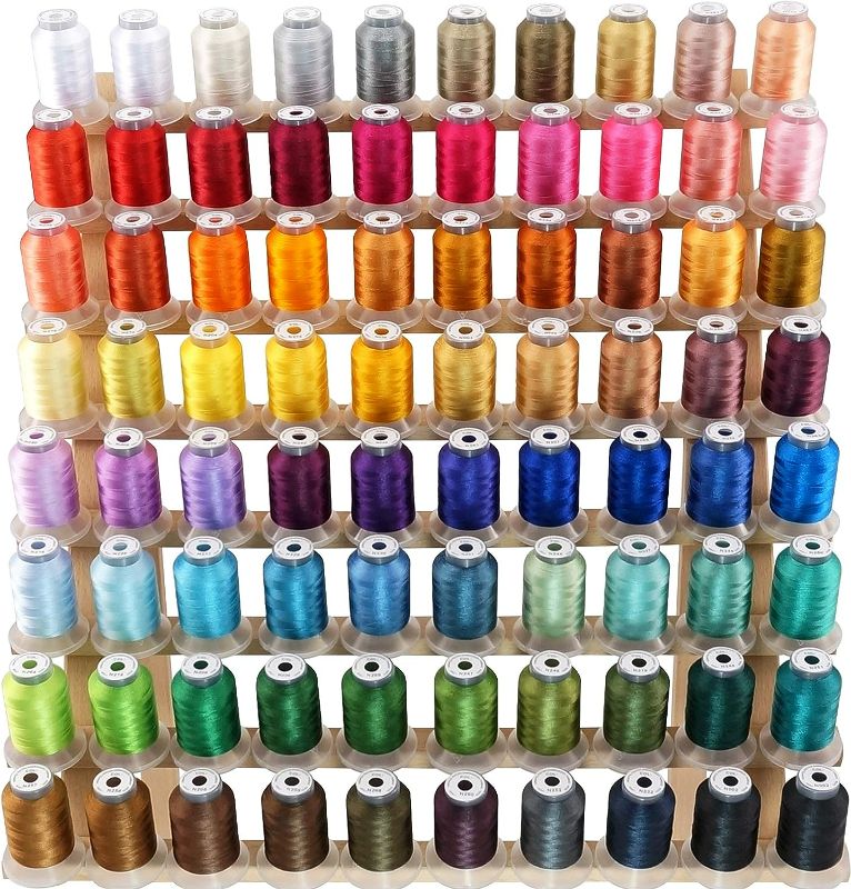 Photo 1 of New brothread 80 Spools Polyester Embroidery Machine Thread Kit 500M (550Y) Each Spool - Colors Compatible with Janome and Robison-Anton Colors
