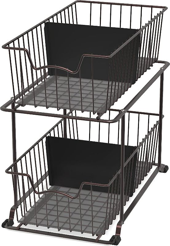 Photo 1 of Simple Houseware 2 Tier Cabinet Wire Basket Drawer Organizer, Bronze
