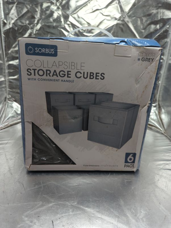 Photo 2 of Sorbus Foldable Storage Cube Basket Bin (6 Pack, Grey) 6 Pack Grey