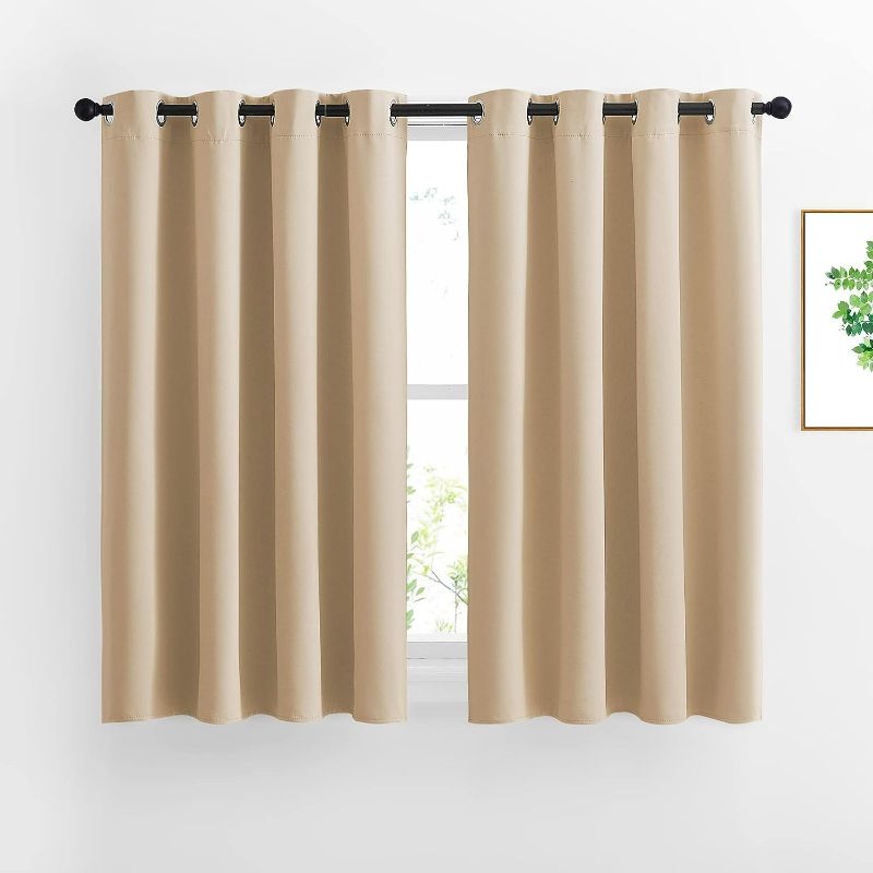 Photo 1 of NICETOWN Bedroom Curtains Room Darkening Drapes - Biscotti Beige Curtains/Panels for Bedroom, Grommet Top, 2-Pack, 52 x 45 inches Long, Thermal Insulated, Privacy Assured
