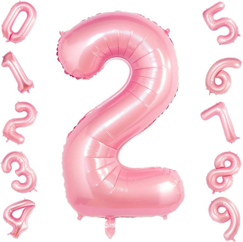 Photo 1 of Tiffany Pink 2 Balloons,40 Inch Birthday Foil Balloon Party Decorations Supplies Helium Mylar Digital Balloons (Tiffany Pink Number 2) - Pack of 4 #2 Balloons
