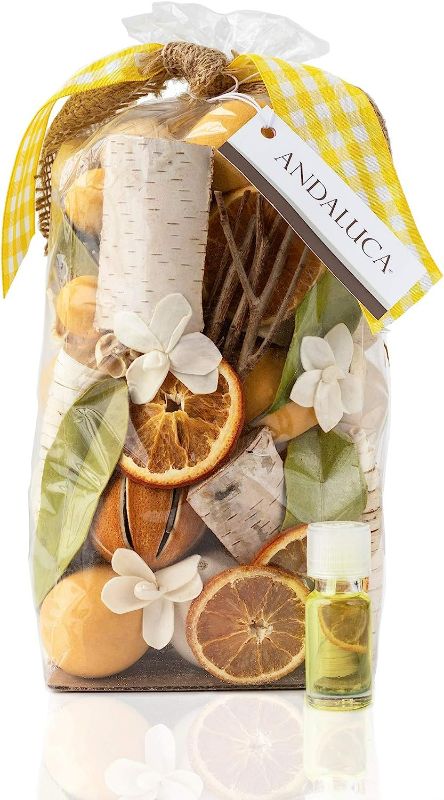 Photo 1 of ANDALUCA Lemon Zest & Thyme Scented Potpourri | Made in California | Large 20 oz Bag + Fragrance Vial | Citrus Spice Scent
