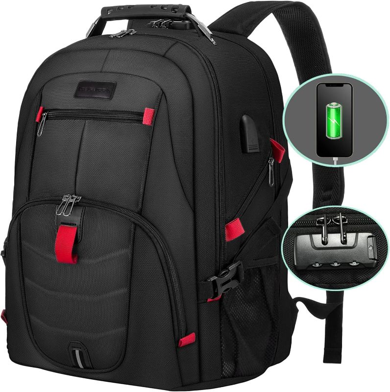 Photo 1 of LOVEVOOK Large Backpack for Men 18 inch Heavy Duty Backpack Big Travel Backpack Large Capacity Laptop Backpack with USB Port Waterproof for Business Work (18.4 inch,Black)
