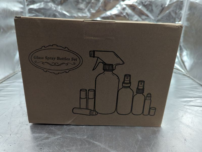 Photo 3 of Glass Spray Bottle - MASSUGAR Amber Glass Spray Bottles Set Refillable Container for Essential Oil Bottle Kits - 2 x 16oz, & 4 x 2oz Spray Bottles & 6 x 10ml Roller Bottles for Essential Oils or Cleaning

