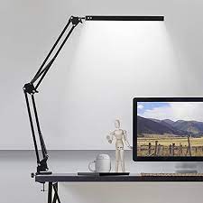 Photo 1 of AXUF LED Desk Lamp, Metal Swing Arm Desk Lamp with Clamp, Eye-Caring Architect Desk Light - Black