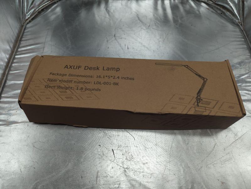 Photo 2 of AXUF LED Desk Lamp, Metal Swing Arm Desk Lamp with Clamp, Eye-Caring Architect Desk Light - Black
