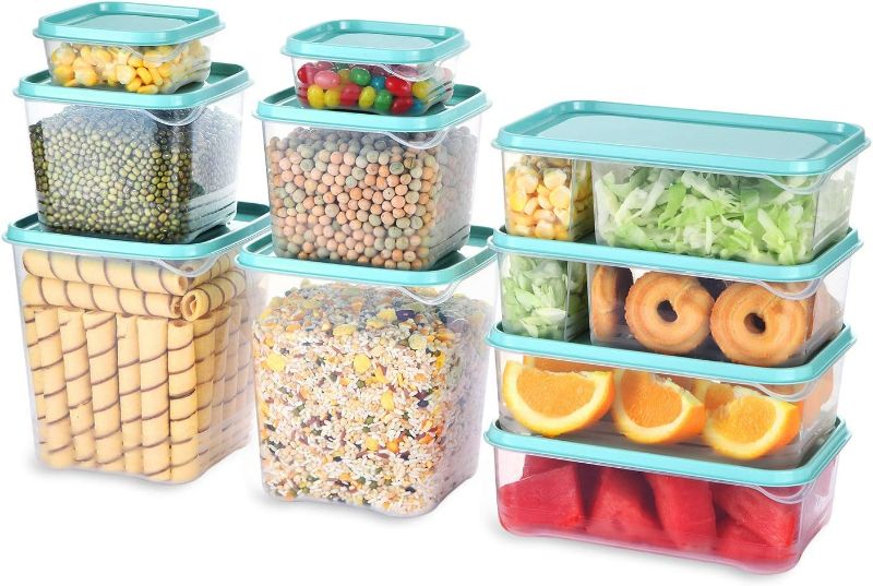 Photo 1 of LUCKYROOM Food Storage Containers With Lids Set Airtight Kitchen BPA Free Storage Container with Invisible lock Freezer Supplies For Meal Lunch Large Small Medium Stackable 10 Pack