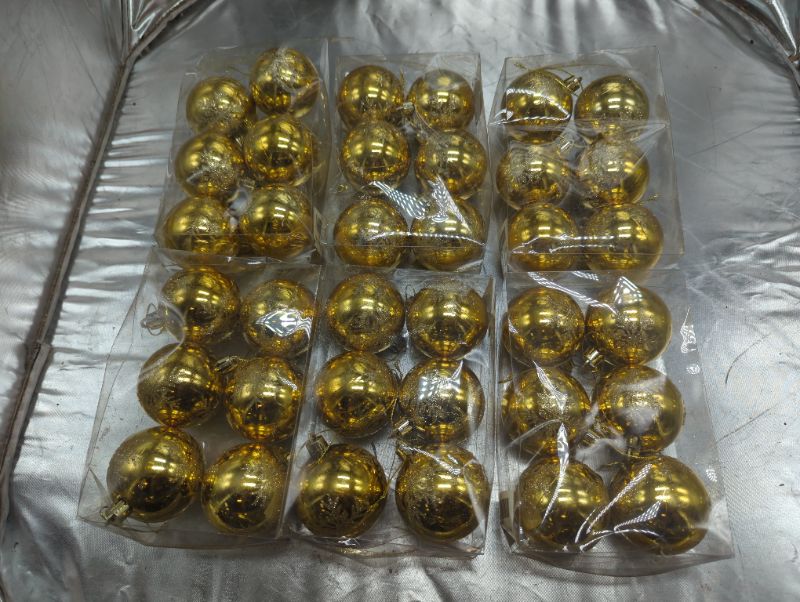 Photo 2 of 2.36" Christmas Ball Ornaments Shatterproof Gold Christmas Ornaments Set 36 pcs Gold Ornaments for Christmas Tree Halloween Holiday Wedding Party Decoration - 6pcs/per pack - 6 Packs
