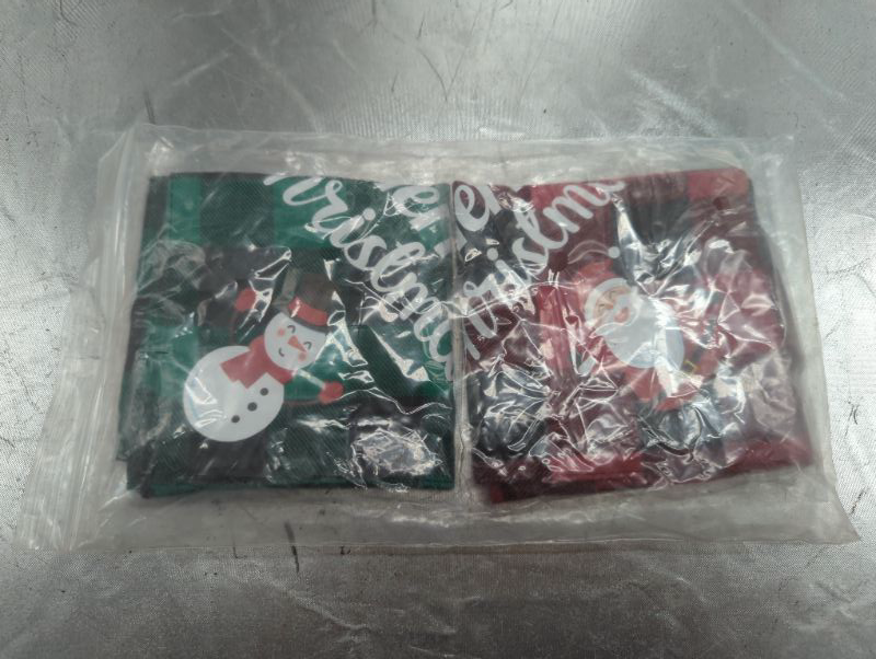 Photo 2 of 2 Pack Dog Bandana Christmas Classic Plaid Pet Scarf Triangle Bibs Kerchief Merry Christmas Santa Snowman Print Pet Bandana(Style 1)
