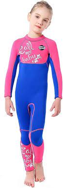 Photo 1 of Full Body Kids Wetsuit Neoprene One Piece Warm Swimsuit 2.5MM for Girls Children, Long Sleeve UV Protection Swimming Suit Back Zip for Surfing Scuba Snorkeling Diving Fishing - Size Large
