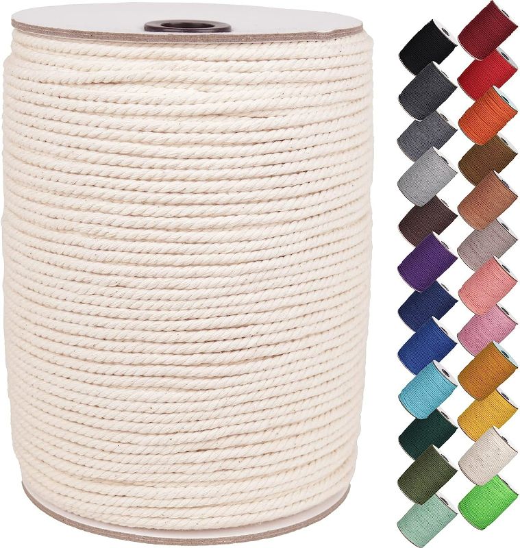 Photo 1 of XKDOUS Macrame Cord 3mm x 220Yards, Natural Cotton Macrame Rope, Cotton Cord for Wall Hanging, Plant Hangers, Crafts, Knitting, Decorative Projects, Soft Undyed Cotton Rope
