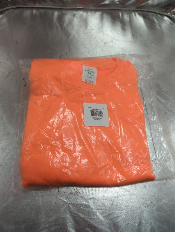 Photo 2 of Hanes Men's EcoSmart Fleece Sweatshirt, Cotton-Blend Pullover, Crewneck Sweatshirt for Men (1pack) Medium Safety Orange 1 Pack 1
