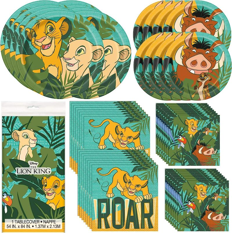 Photo 1 of Unique Lion King Dinnerware Bundle Officially Licensed by Unique | Napkins & Plates | Great for Kid's Birthday Party, Cartoon Themed Event, Zoo Motif
