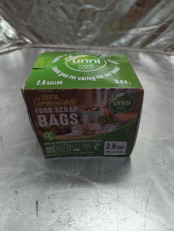 Photo 2 of UNNI 100% Compostable Bags, 2.6 Gallon, 9.84 Liter, 100 Count, Extra Thick 0.71 Mil, Samll Kitchen Food Scrap Waste Bags, ASTM D6400, US BPI and Europe OK Compost Home Certified, San Francisco
