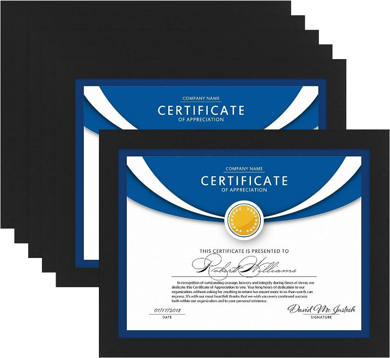 Photo 1 of Icona Bay 8.5x11 Diploma Frames (Black, 6 Pack), Sturdy Wood Composite Certificate Frames, Sleek Document Frames Bulk, Sleek Design, Table Top or Wall Mount, Exclusives Collection
