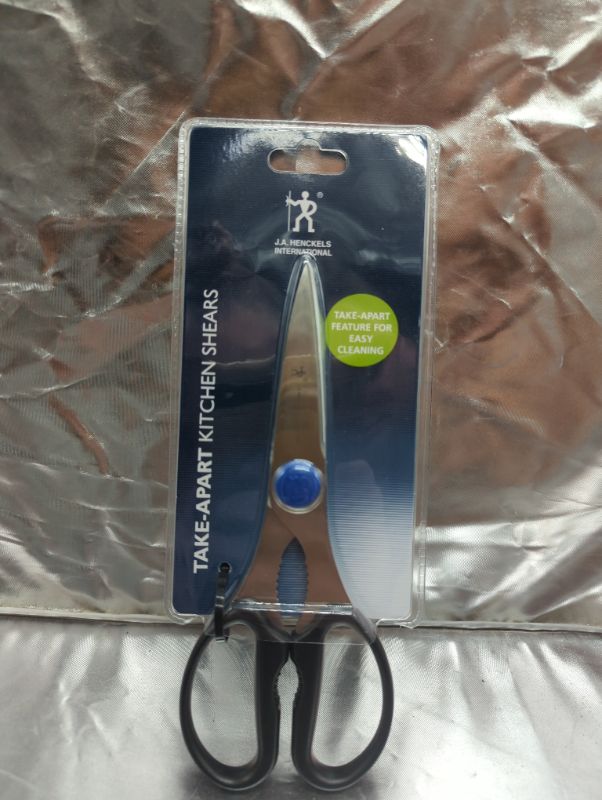 Photo 2 of HENCKELS Heavy Duty Kitchen Shears that Come Apart, Dishwasher Safe, Black, Stainless Steel, Blue 10.25-inch