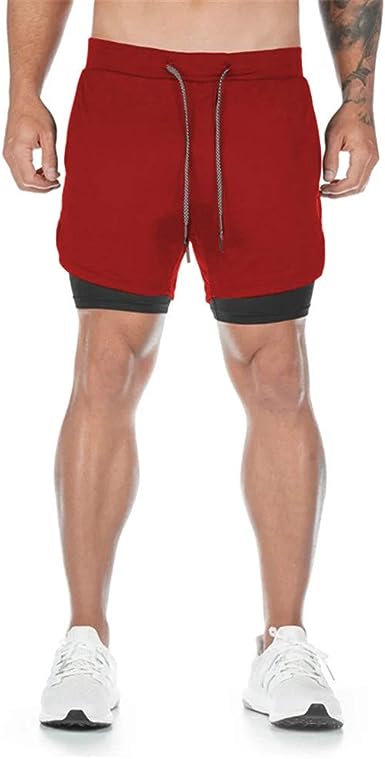 Photo 1 of Surenow Mens Running Shorts?Workout Running Shorts for Men?2-in-1 Stealth Shorts?7-Inch Gym Yoga Outdoor Sports Shorts - Red, 3XL
