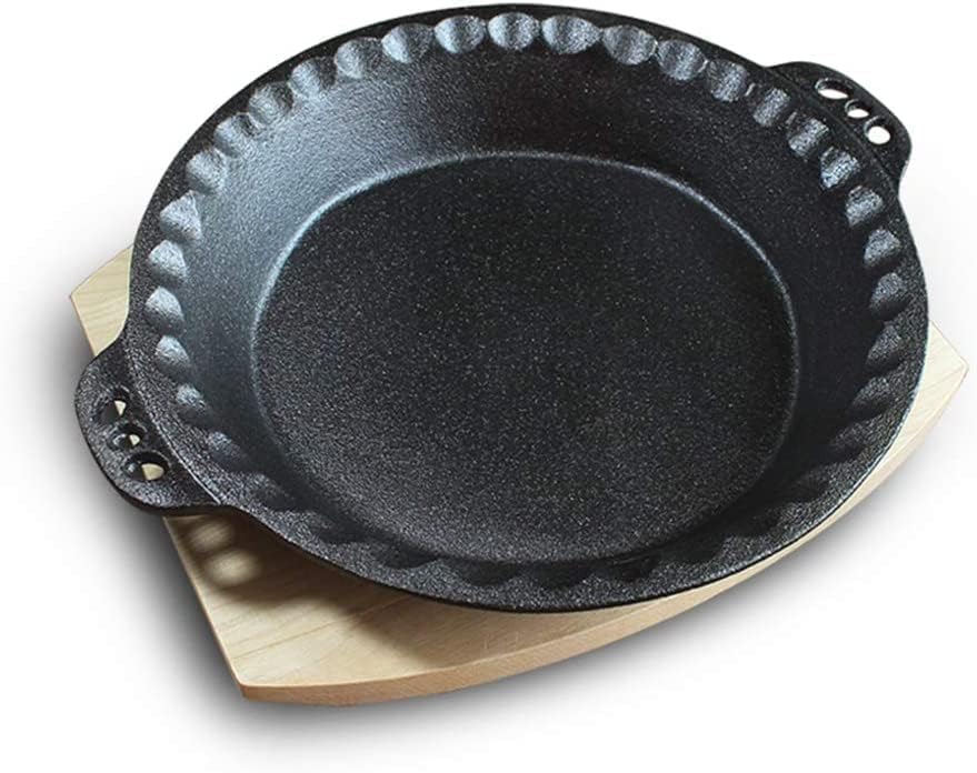 Photo 1 of Yarlung 10 Inch Cast Iron Pie Pan, Pre-Seasoned Dual Handle Round Griddle, Frying Skillet Safe Cooker for Oven, Grill, Stovetop, Pizza, Sauteing, Black
