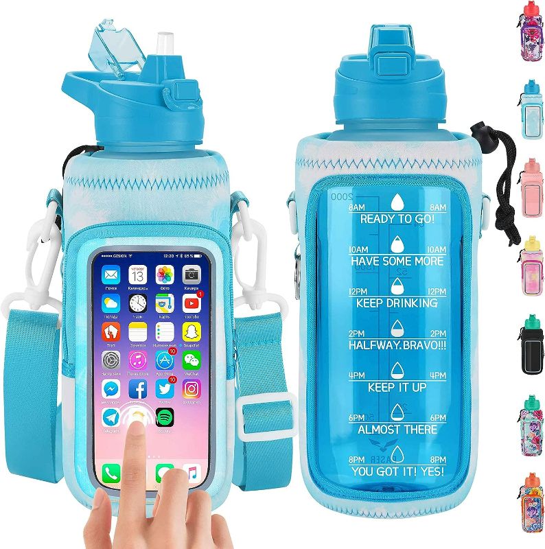 Photo 1 of PASER 128oz/1 Gallon Water Bottle with Straw,Water Jug with Time Marker Leakproof Tritan BPA Free Fitness Sports Water Bottle to Remind You Drink More Water and Hydrate in Style
