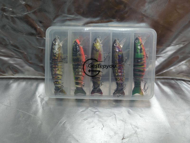 Photo 2 of Gestepyou Fishing Lures for Bass Trout, Lifelike Segmented Multi Jointed Swimbaits, Slow Sinking Swimming Animated Fishing Lures for Freshwater Saltwater, 5 Pack Swimbaits with Fishing Tackle Box
