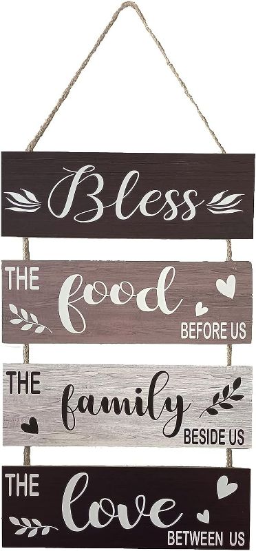 Photo 1 of Hanging Signs Kitchen Wall Decor Rustic Farmhouse Wood Sign Wall Decor Home Decoration Sign for Kitchen Dining Room Bistro Area Coffee Bar - **stock photo to show design, refer to product photo for actual product**