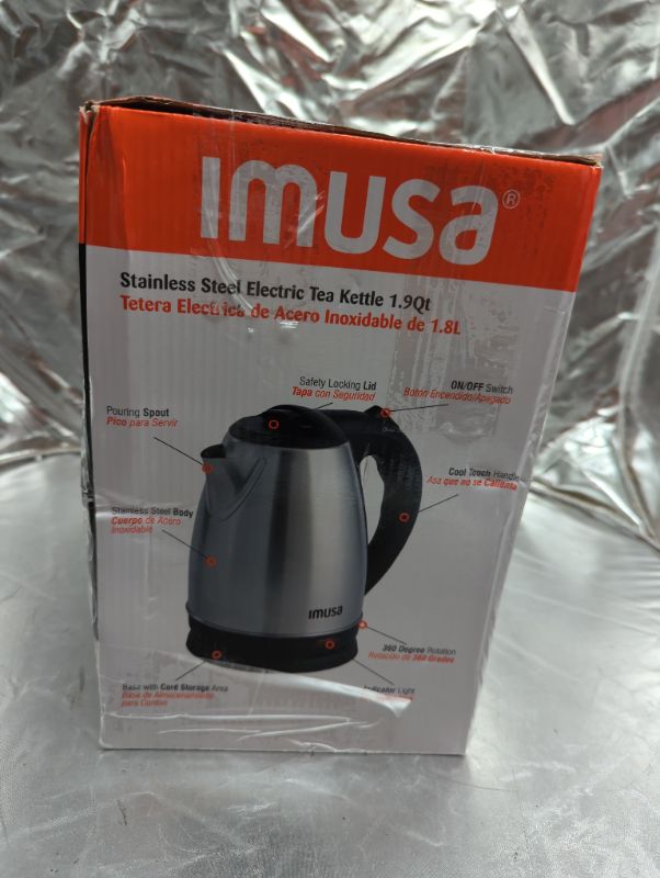 Photo 2 of IMUSA USA GAU-18220 1.8 Liter Cordless Stainless Steel Electric Tea Kettle with Easy To Serve Pouring Spout