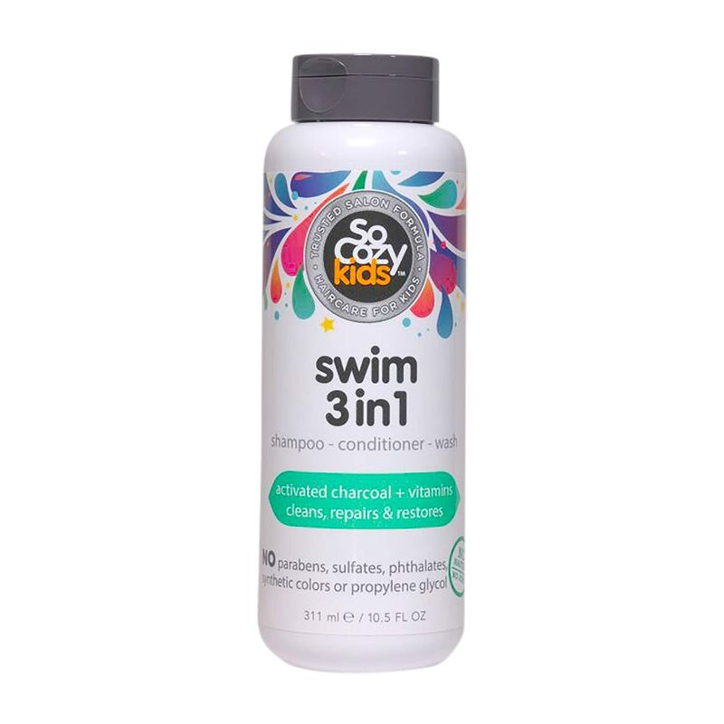 Photo 1 of SoCozy Kids Swim 3-in-1 Shampoo, Conditioner & Body Wash - 3-in-1 Combo Pool Shampoo & Conditioner for Swimmers - Salt & Chlorine Removing Activated Charcoal
