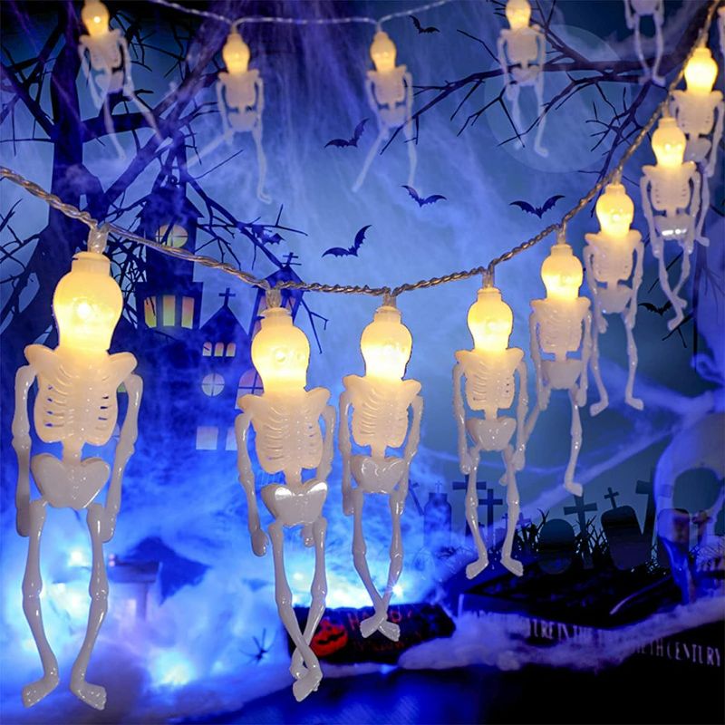 Photo 1 of LED Decorative Skeleton String Lights for Halloween - unknown length, unknown color(s), battery operated