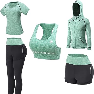 Photo 1 of Women Workout Clothes Set 5 PCS Exercise Athletic Outfits Set - Size Medium - stock photo, see individual photos for actual product color and design 