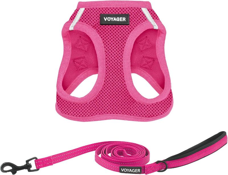 Photo 1 of AIR -  All Weather Mesh Harness and Reflective Dog 5 ft Leash Combo with Neoprene Handle, for Small, Medium and Large Breed Puppies by Best Pet Supplies - Leash Harness (Hot Pink), L
