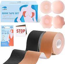 Photo 1 of Boob Tape Set - w/6 Reusable Silicone Nipple Covers, 2 Rolls of Adhesive Tape in 2 Colors