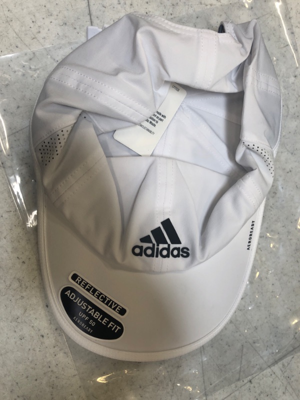 Photo 2 of Adidas Women's & MENS Superlite Relaxed Fit Performance Hat White/Silver Reflective One Size UPF 50