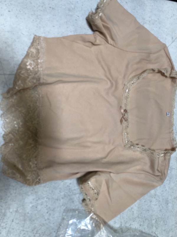 Photo 2 of ADOME Crop Top for Women Mesh Tee Shirt Plus Size Sheer Blouse Long/Short Sleeve  Nude SIZE Large
