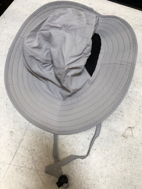 Photo 2 of LLmoway Kids Sun Protection Hat Quick Dry Adjustable Wide Brim Mesh Bucket Hat Light Grey