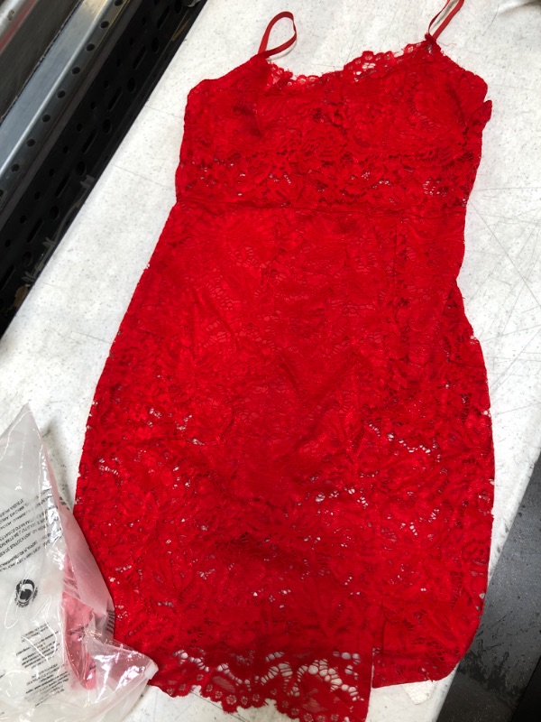 Photo 1 of SEXY RED LACE PART DRESS FOR WOMEN SIZE LARGE 