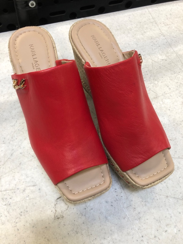 Photo 2 of Karl Lagerfeld Paris Women's Corissa Slip on Espadrille Wedge Sandal 6.5 Tomato