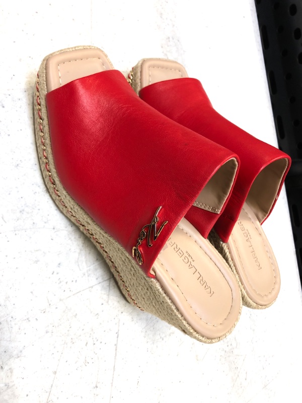 Photo 3 of Karl Lagerfeld Paris Women's Corissa Slip on Espadrille Wedge Sandal 6.5 Tomato