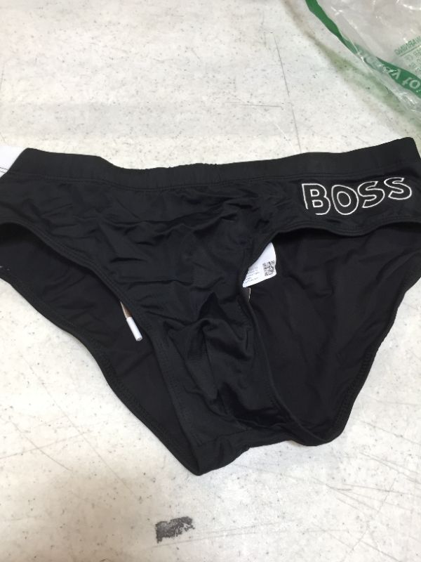 Photo 1 of BOSS mens Big Logo Swim Briefs, Black Tar, Large US