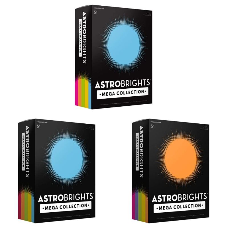 Photo 1 of Astrobrights Mega Collection, Colored Cardstock, 320 Sheets, 65 lb/176 gsm, 8.5" x 11" & Mega Collection, Colored Paper,"Classic" 5-Color Assortment, 625 Sheets & Mega Collection, Colored Paper Cardstock + Paper + Paper